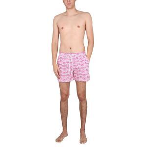 GCDS Men's Swim Shorts with Geometric Pattern Men FUCHSIA Beachwear